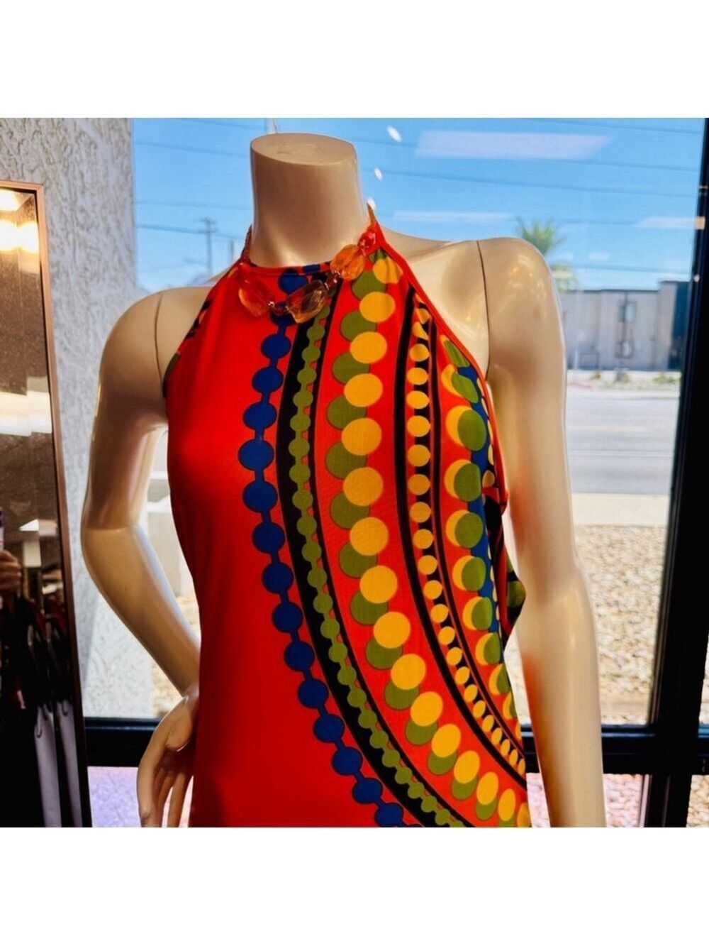 Vintage VENUS Orange Halter Strappy Maxi Dress Medium - Picture 6 of 14